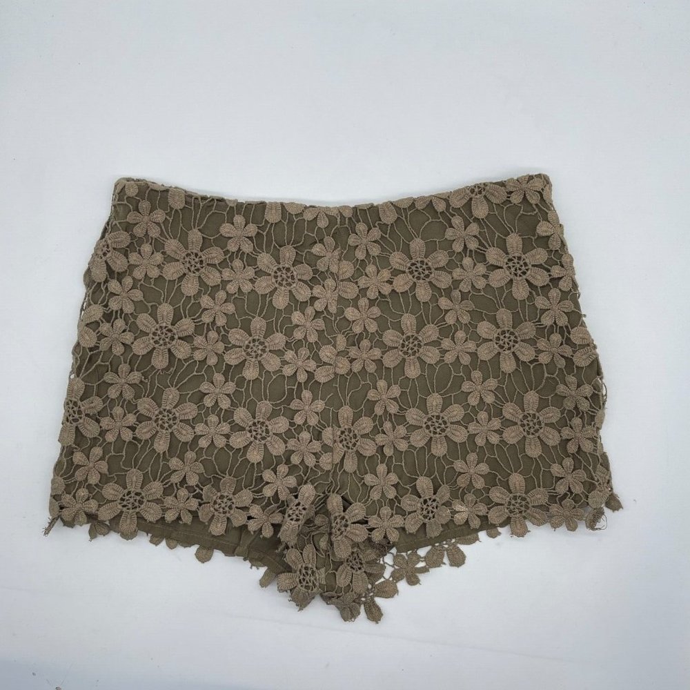 Anthropologie Size 0 High Waist Brown Crochet Lace Shorts
